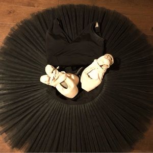 Handmade Black Classical Ballet Pancake Tutu for teens or adults